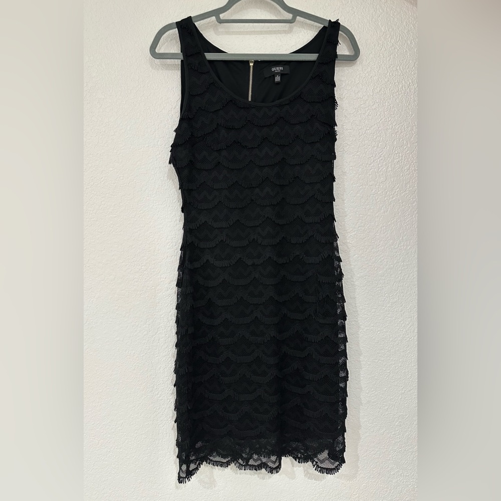 Guess Black Sleeveless Lace Mini Dress